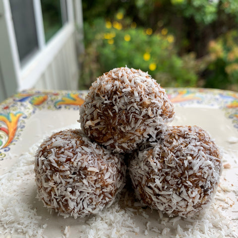 No-Bake Chocolate Peanut Butter Energy Bites with Coconut.  