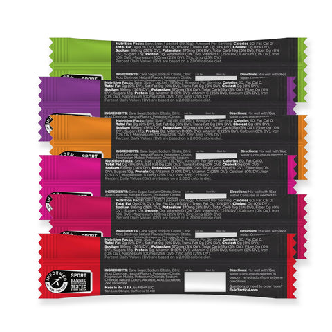 Assorted energy bar packages with visible branding on a white background