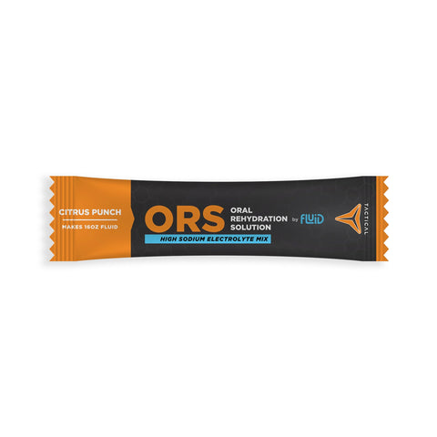 ORs Oral Rehydration Solution package with black and orange design on a white background