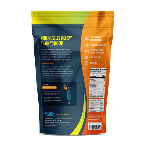 Back view of a supplement package with vibrant colors and text on a white background