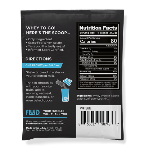 100% Whey Protein Isolate Single Servings