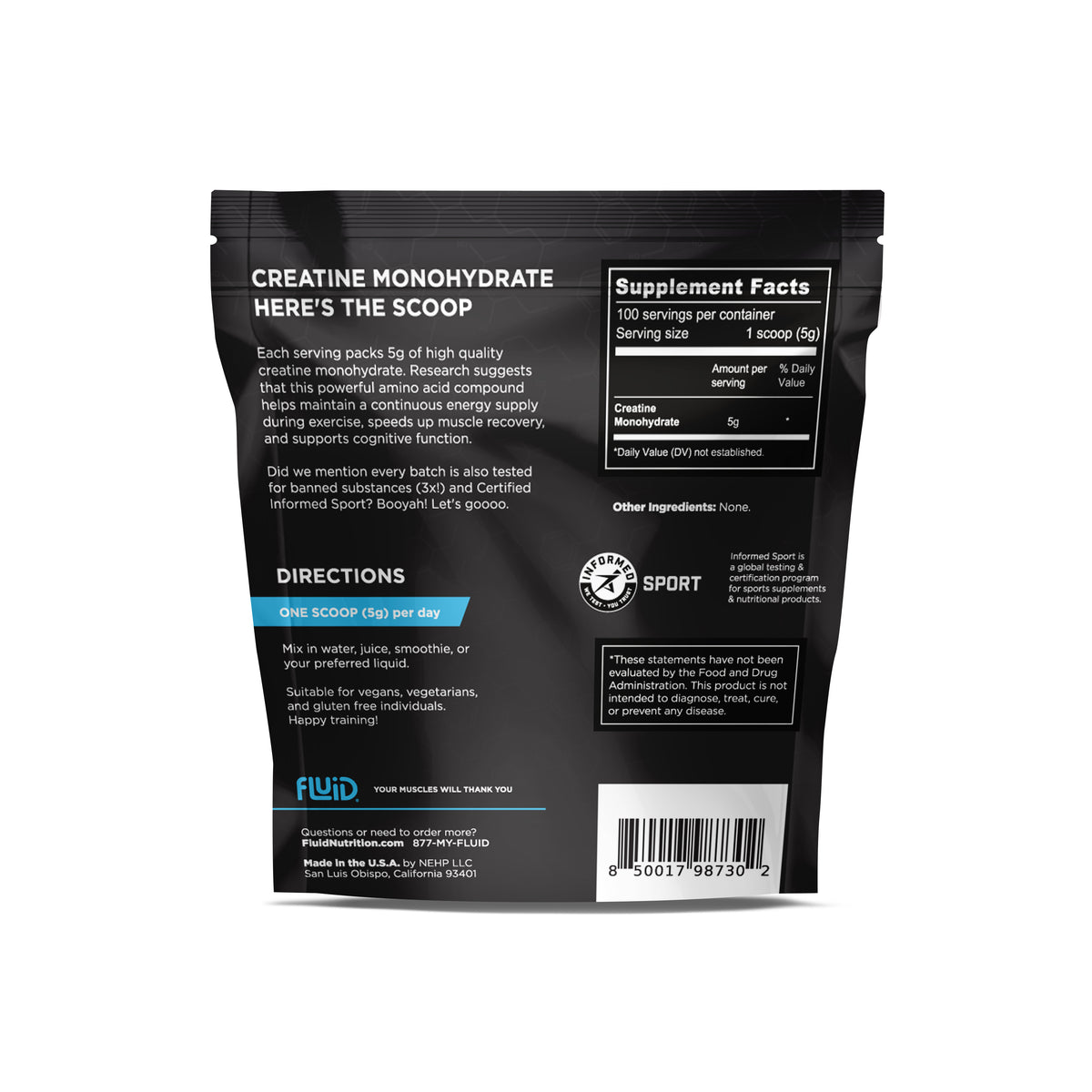 100% Creatine Monohydrate | Fluid Sports Nutrition