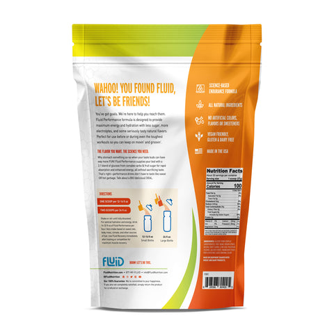 Orange and white package with green accents, featuring text and branding on a white background