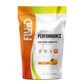 Fluid Performance supplement package with orange and green design on a white background