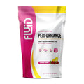 Fluid Performance supplement package with raspberry lemonade flavor on a white background