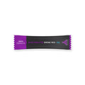 Electrolyte drink mix packet with purple and black design on a white background